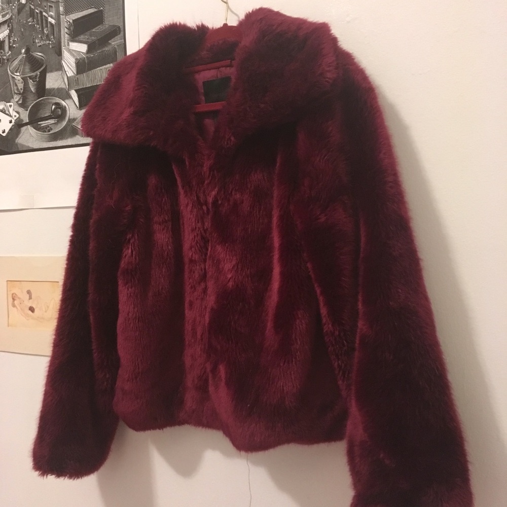F21 collared faux fur coat